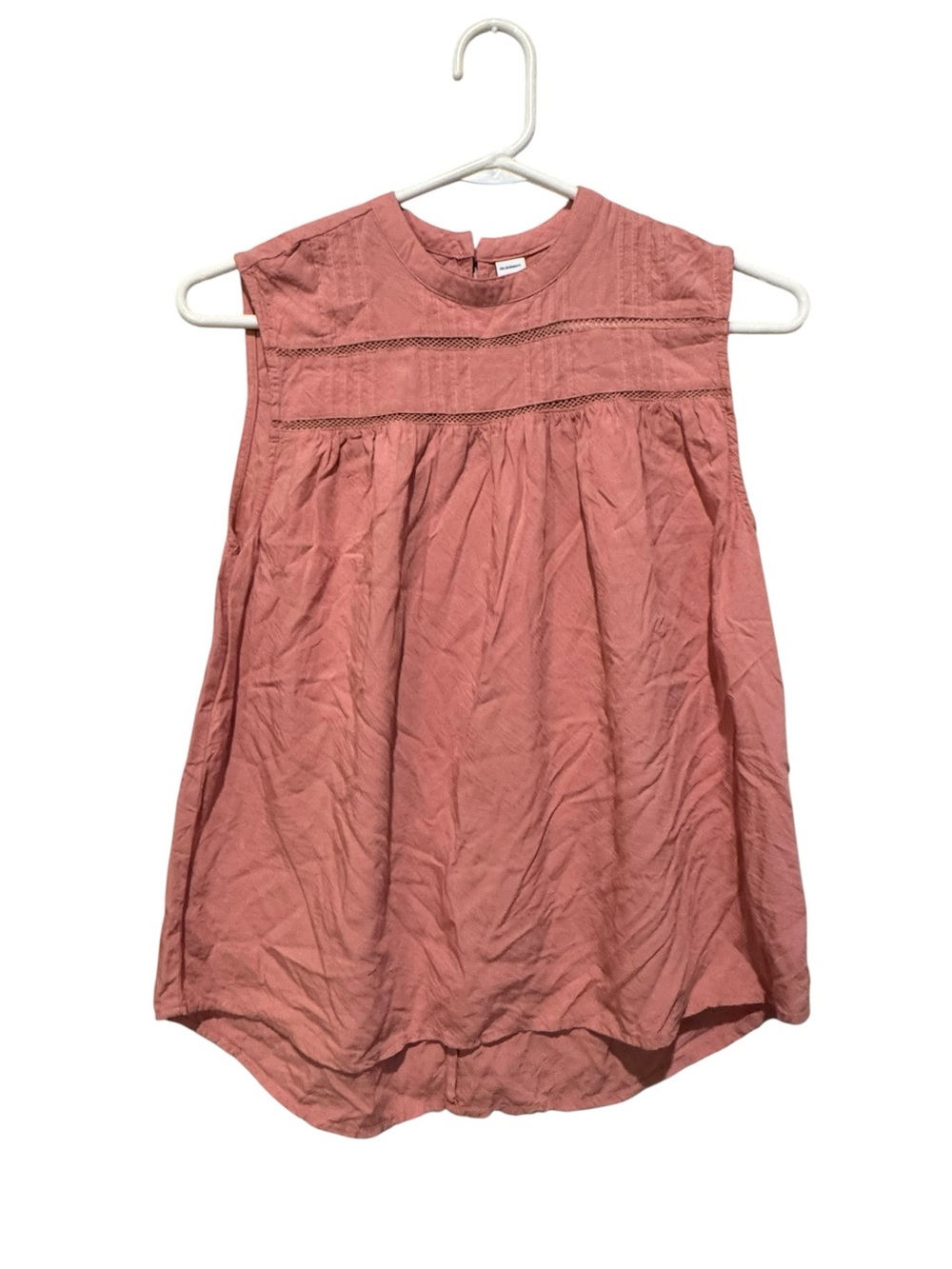 Old Navy Dusty Rose Sleeveless Crochet Yoke Top
